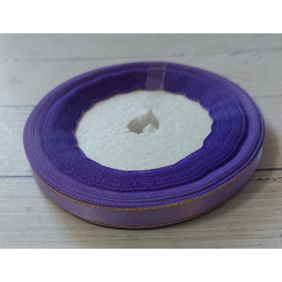 Лента атласная с люрексом 1 см*25 ярдов цв. фиолетовый, цена за катушку